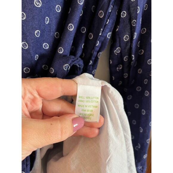 Lilly Pulitzer Davie Navy Blue White Button Print Tie Waist Shirt Dress Size 16 - Picture 6 of 6